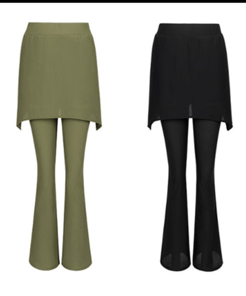 Asymmetric Skirted Flare Pants
